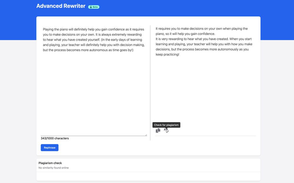 New: Online Plagiarism Checker