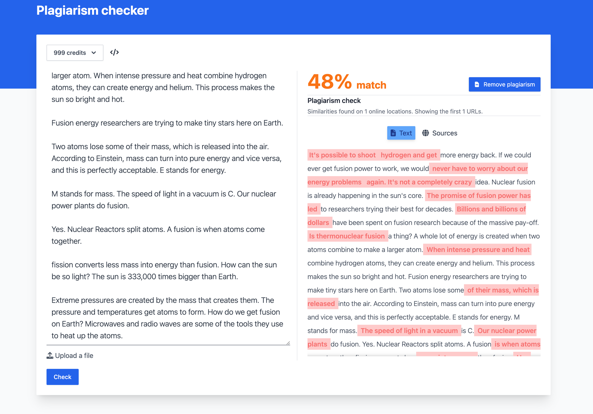 Check documents for plagiarism & remove plagiarism with Tinq.ai