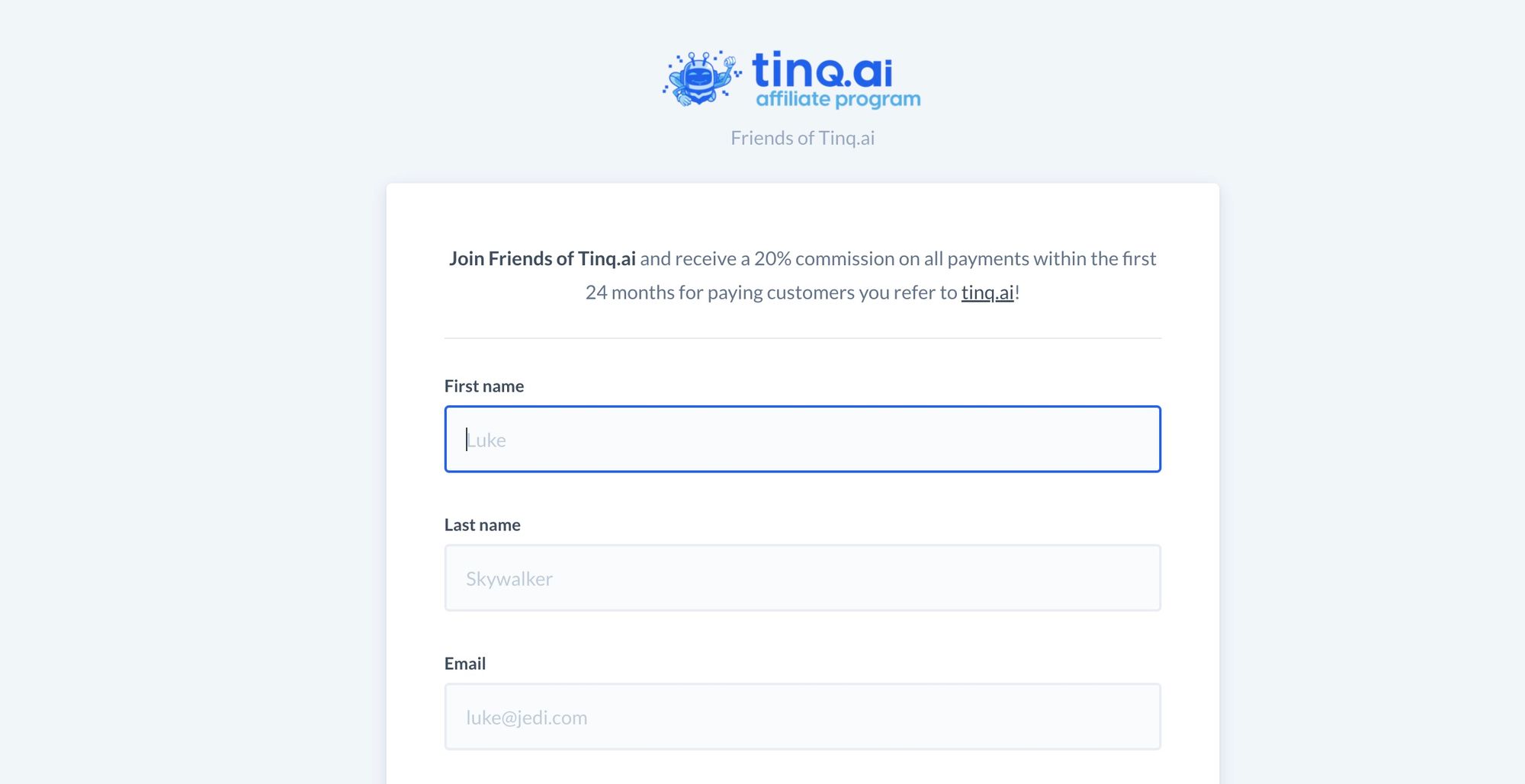 Tinq.ai's affiliate program